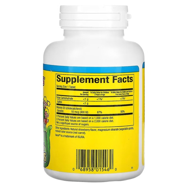 Вітамін D для дітей Natural Factors Big Friends Vitamin D3 400 IU, 250 жувальних таблеток. Фото 2