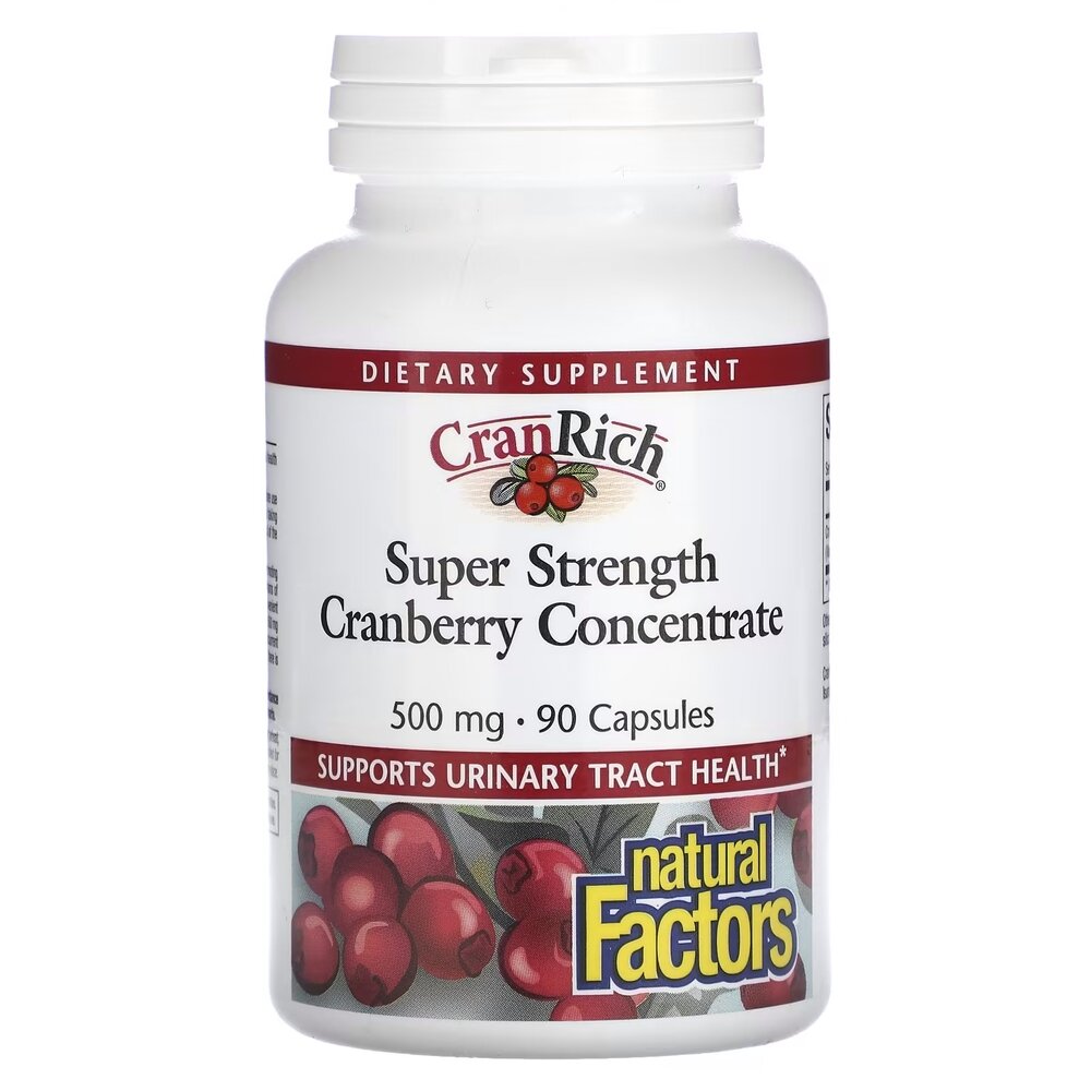 Екстракт журавлини Natural Factors CranRich Cranberry Concentrate Super Strength, 90 капсул для здоров'я сечовивідних шляхів