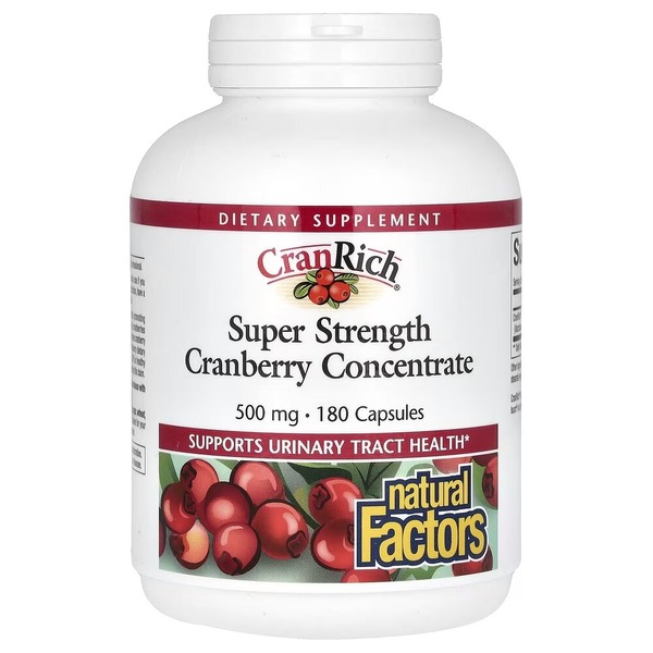 Екстракт журавлини Natural Factors CranRich Cranberry Concentrate Super Strength, 180 капсул для здоров'я сечовивідних шляхів