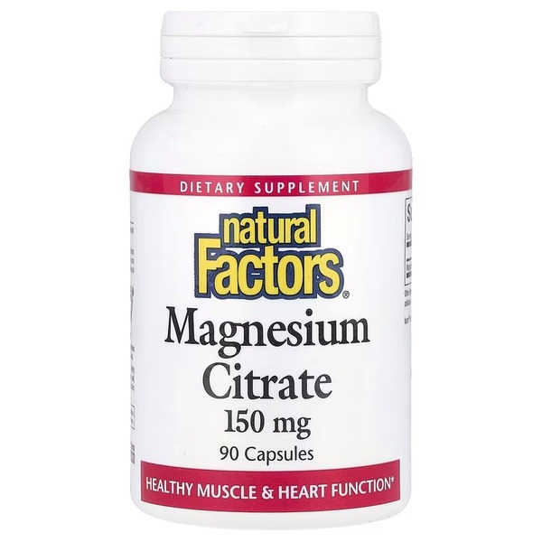 Цитрат магнію Natural Factors Magnesium Citrate 150 mg, 90 капсул для підтримка м'язів та нервової системи