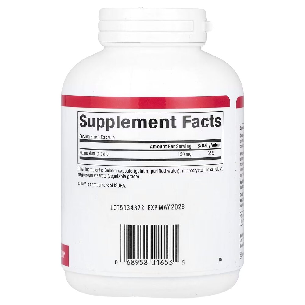 Цитрат магнію Natural Factors Magnesium Citrate 150 mg, 180 капсул для підтримки м'язів та нервової системи. Фото 2