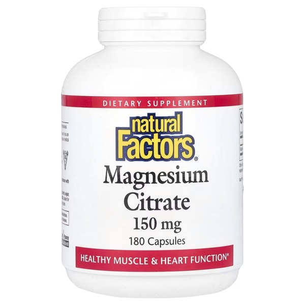 Цитрат магнію Natural Factors Magnesium Citrate 150 mg, 180 капсул для підтримки м'язів та нервової системи