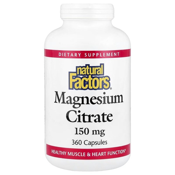 Цитрат магнію Natural Factors Magnesium Citrate 150 mg, 360 капсул для підтримки м'язів та нервової системи
