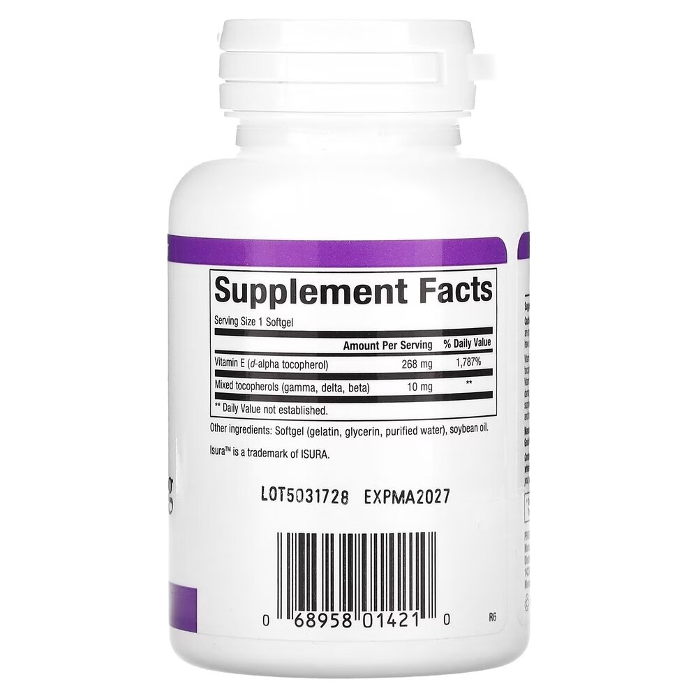 Суміш токоферолів Natural Factors Mixed Vitamin E 268 mg, 90 капсул для антиоксидантного захисту. Фото 2