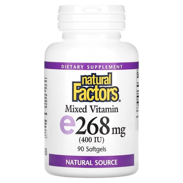 Суміш токоферолів Natural Factors Mixed Vitamin E 268 mg, 90 капсул для антиоксидантного захисту