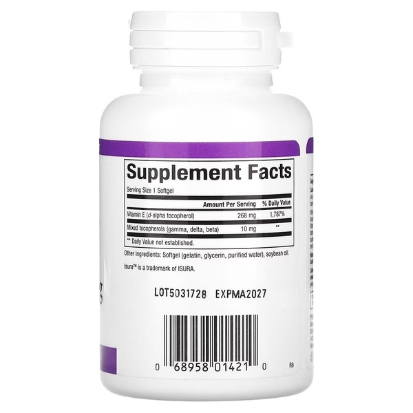 Суміш токоферолів Natural Factors Mixed Vitamin E 268 mg, 90 капсул для антиоксидантного захисту. Фото 2