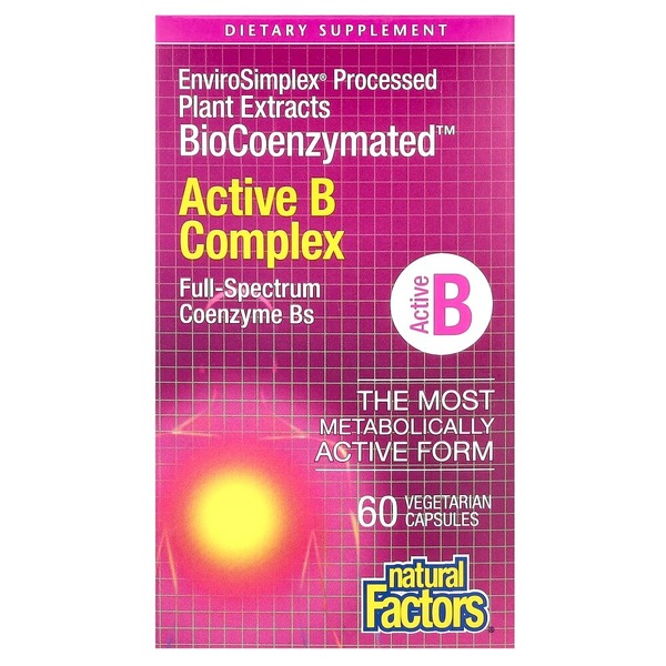 Комплекс вітамінів групи B Natural Factors BioCoenzymated Active B Complex, 60 вегакапсул для нервової системи