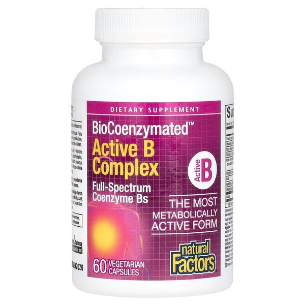Комплекс вітамінів групи B Natural Factors BioCoenzymated Active B Complex, 60 вегакапсул для нервової системи. Фото 3