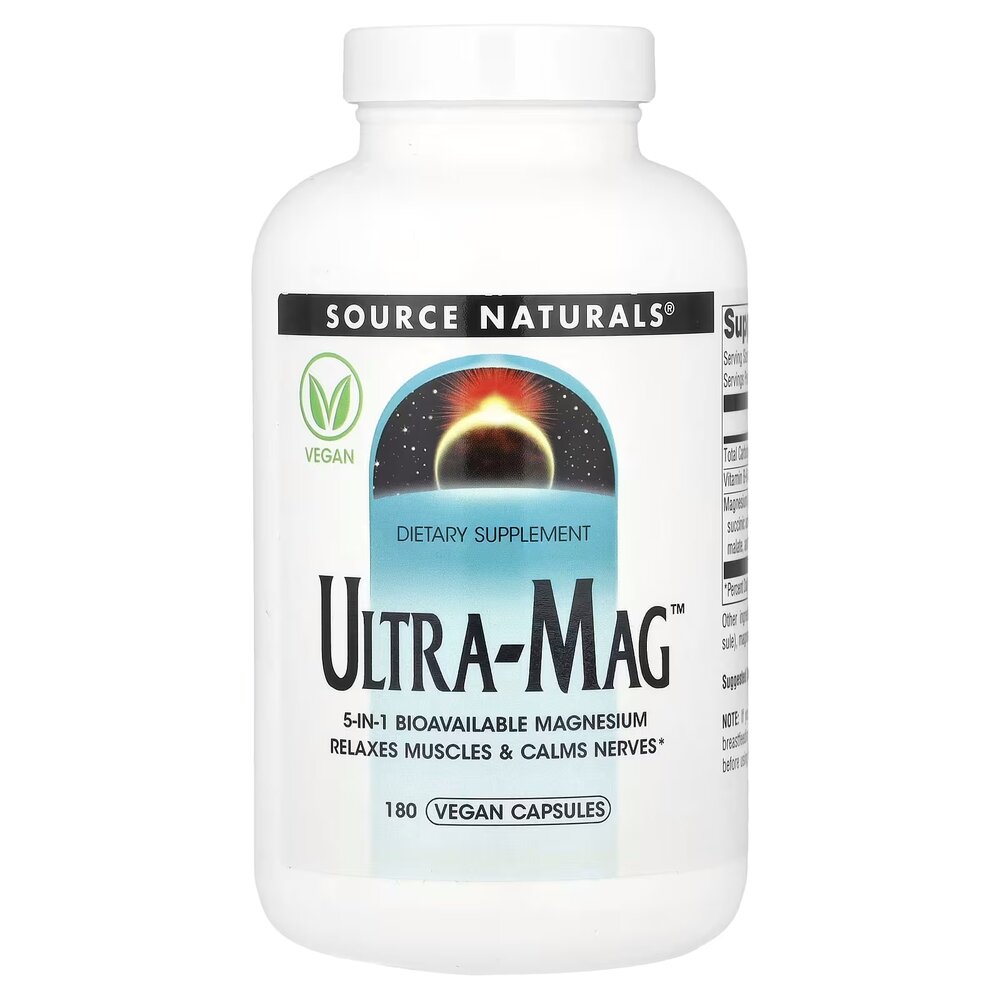 Комплекс магния Source Naturals Ultra-Mag, 180 вегакапсул из пяти форм