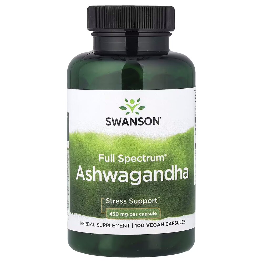 Ашваганда Swanson Ashwagandha 450 mg Full Spectrum, 100 капсул для підтримки при стресі