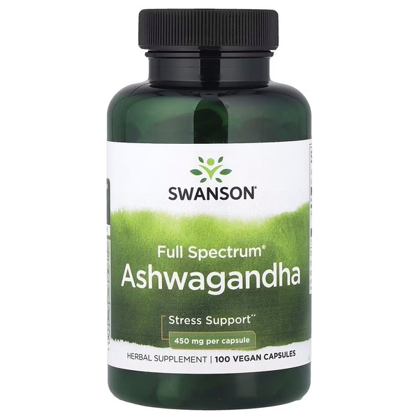 Ашваганда Swanson Ashwagandha 450 mg Full Spectrum, 100 капсул для підтримки при стресі