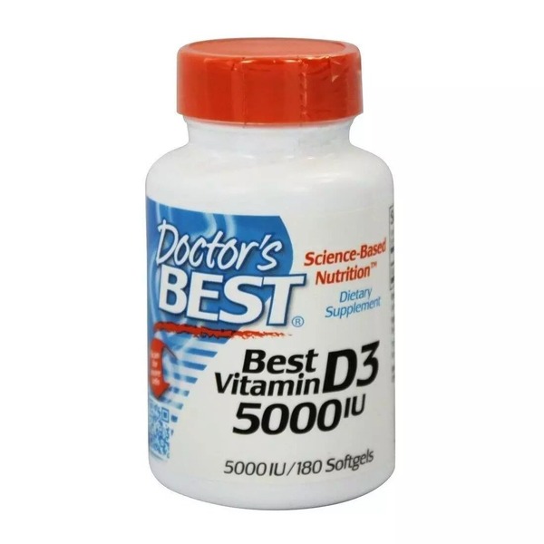 Вітамін D Doctor's Best Vitamin D3 5000 IU, 180 вегакапсул комплексне зміцнення кісток та зубів