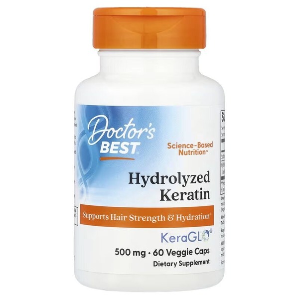 Кератин Doctor's Best Hydrolyzed Keratin 500 mg, 60 вегакапсул для здоров'я волос