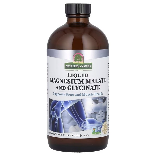 Комплексный магний Nature's Answer Magnesium Malate and Glycinate Liquid, 480 мл