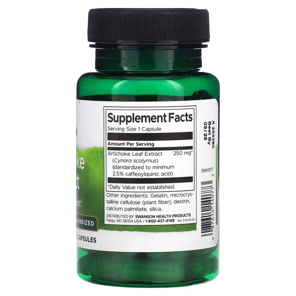 Экстракт листьев артишока Swanson Artichoke Extract 250 mg, 60 капсул. Фото 2