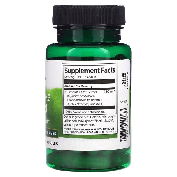 Экстракт листьев артишока Swanson Artichoke Extract 250 mg, 60 капсул. Фото 2
