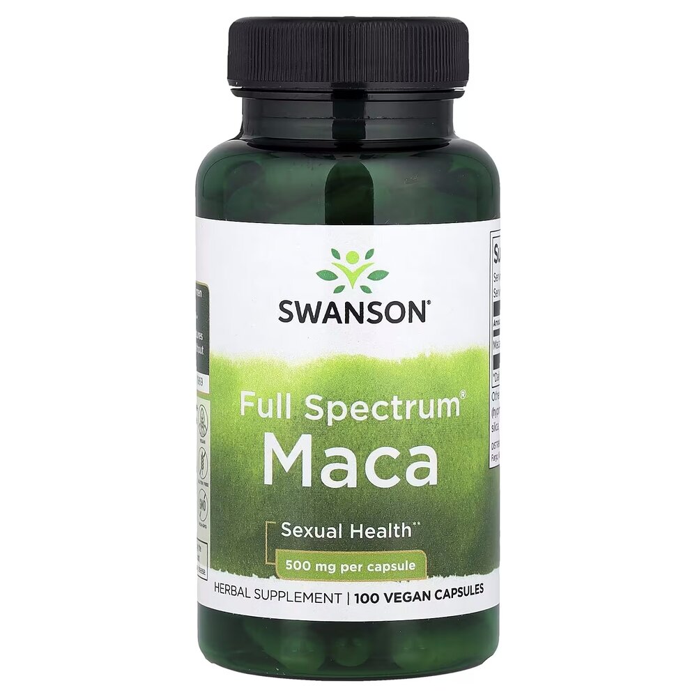 Корень мака перуанськой Swanson Maca 500 mg Full Spectrum, 100 капсул для энергии и гормонального баланса