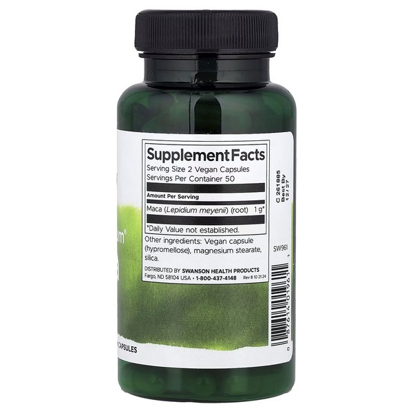 Корень мака перуанськой Swanson Maca 500 mg Full Spectrum, 100 капсул для энергии и гормонального баланса. Фото 2