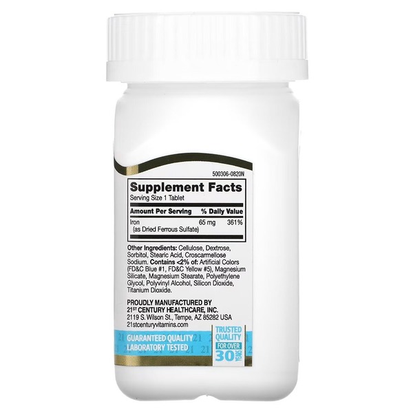 Железо 21st Century Iron 65 mg High-Potency, 120 таблеток. Фото 2