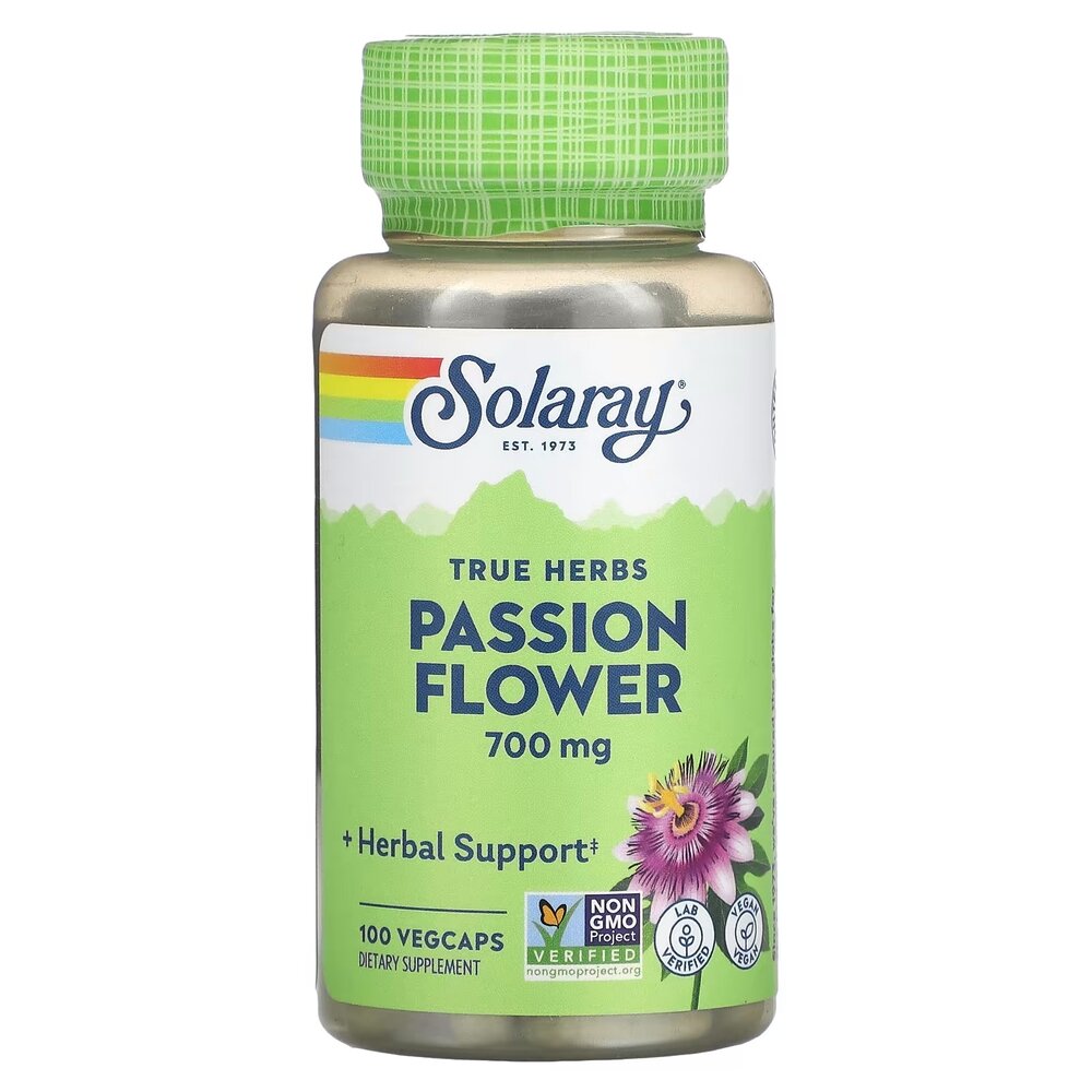 Пасифлора Solaray Passion Flower 700 mg, 100 вегакапсул