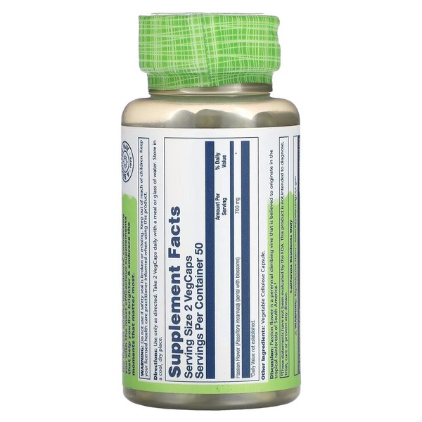 Пасифлора Solaray Passion Flower 700 mg, 100 вегакапсул. Фото 2