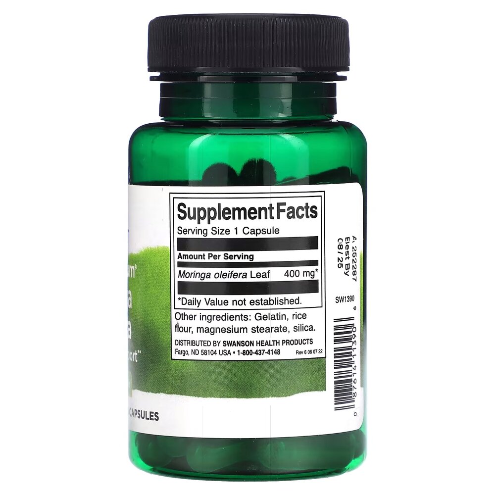 Лист моринги олійної Swanson Moringa Oleifera 400 mg Full Spectrum, 60 капсул. Фото 2