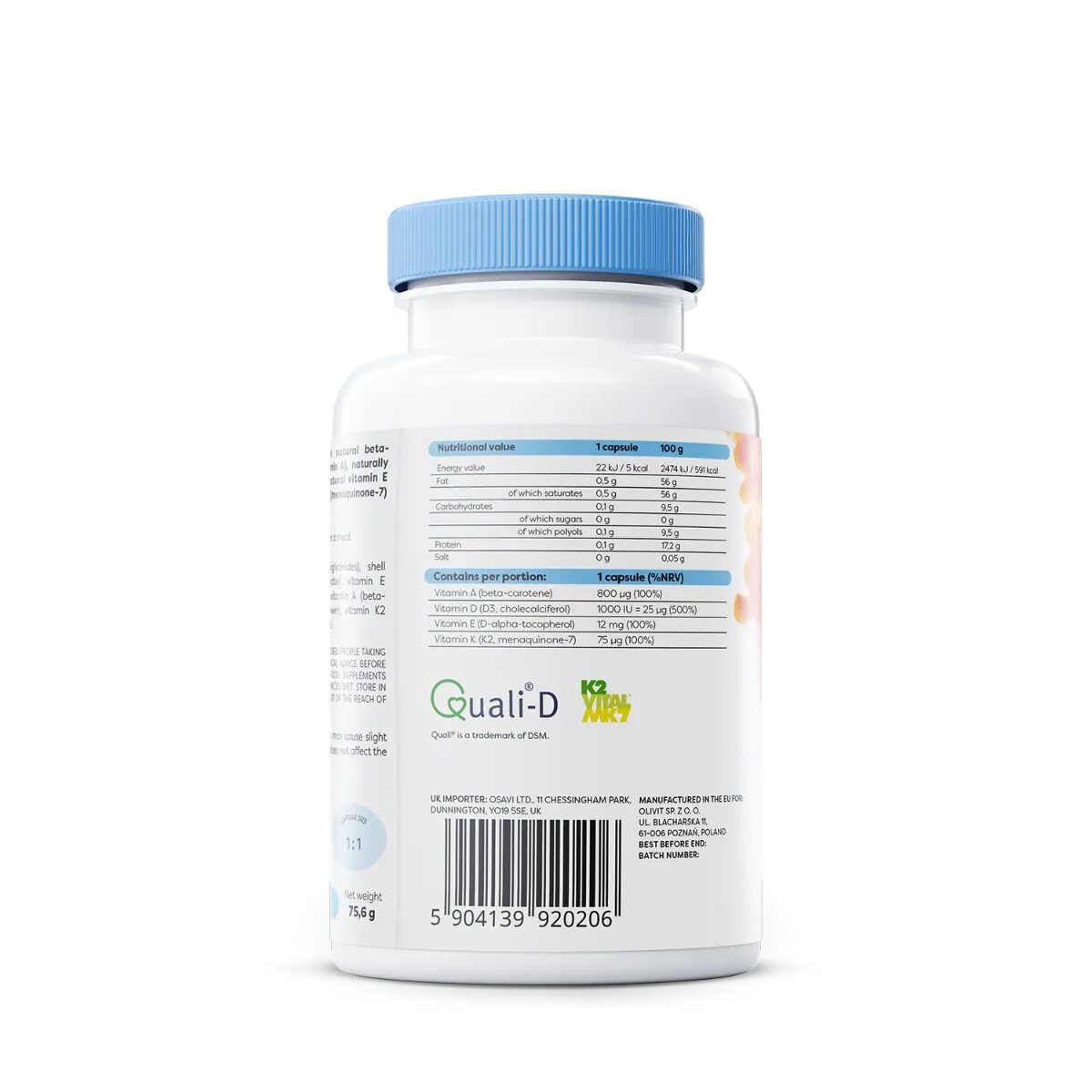 Вітамінний комплекс Osavi ADEK Vitamins, 120 капсул жиророзчинних вітамінів. Фото 3