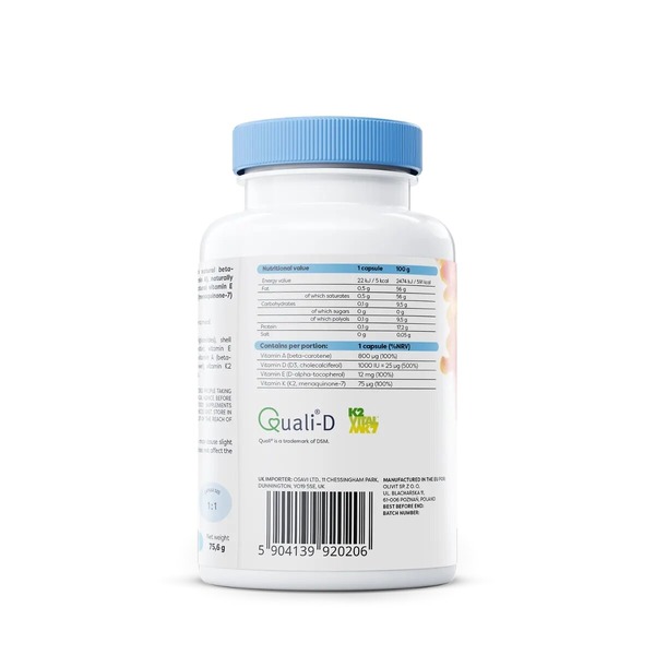 Вітамінний комплекс Osavi ADEK Vitamins, 120 капсул жиророзчинних вітамінів. Фото 3