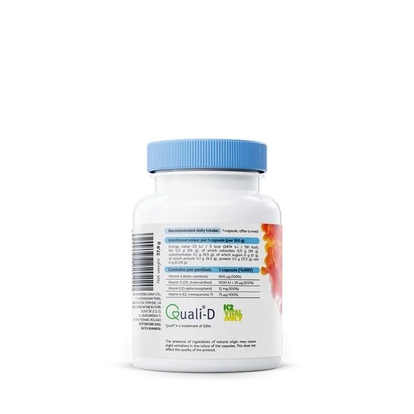 Витаминный комплекс Osavi ADEK Vitamins, 60 капсул жирорастворимых витаминов. Фото 3