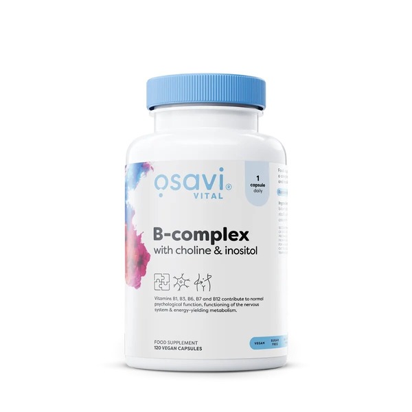 Комплекс витаминов группы B Osavi B-complex with choline & inositol, 120 капсул с холином и инозитолом