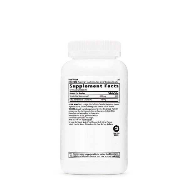 Вітамін C GNC Vitamin C 1000 mg with Citrus Bioflavonoids, 180 вегакапсул з цитрусовими біофлавоноїдами. Фото 2
