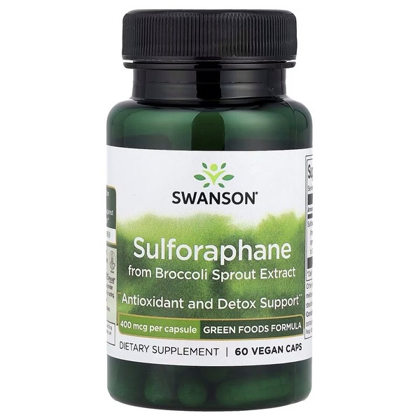 Сульфорафан Swanson Sulforaphane 400 mg, 60 вегакапсул на основі екстракту паростків броколі