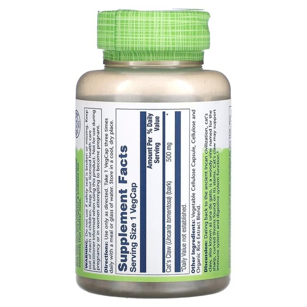 Натуральна добавка Solaray Cat's Claw 500 mg, 100 вегакапсул. Фото 2