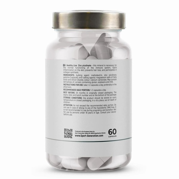 Пиколинат цинка Sport Generation Healthy Line Zinc Picolinate, 60 капсул. Фото 3