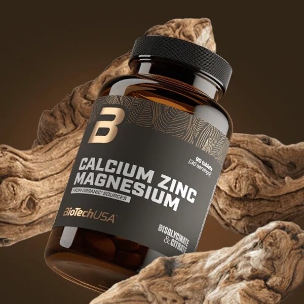 Мінерали BioTech from Organic Sources Calcium Zinc Magnesium, 90 таблеток для підтримки здоров'я кісток та м'язів. Фото 2