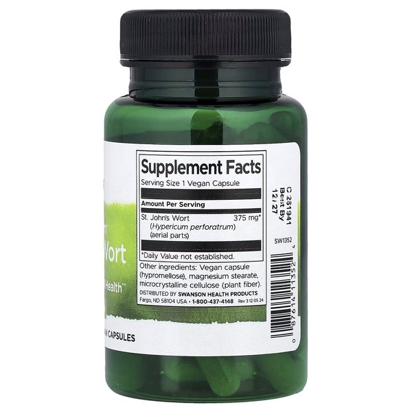 Зверобой продырявленный Swanson St. John's Wort 375 mg, 60 вегакапсул. Фото 2