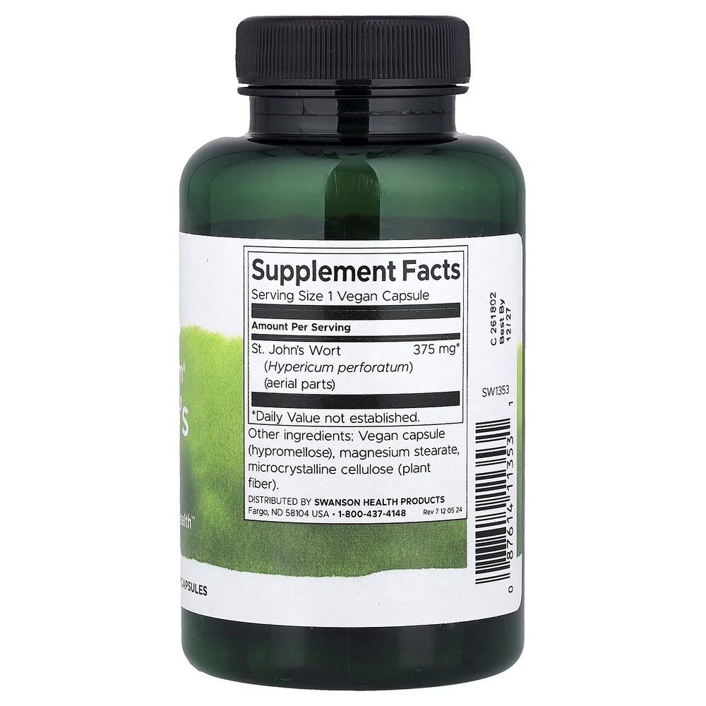 Зверобой продырявленный Swanson St. John's Wort 375 mg, 120 вегакапсул. Фото 2