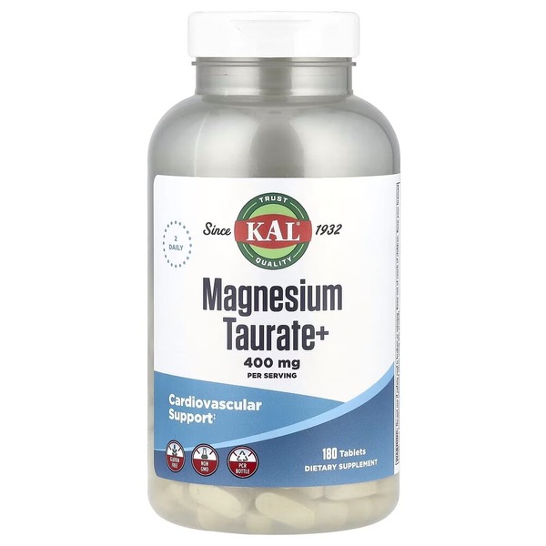 Таурат магния KAL Magnesium Taurate+ 400 mg, 180 таблеток