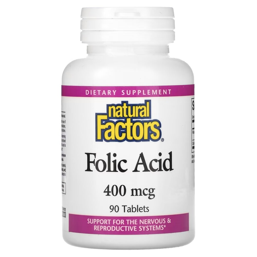 Фолієва кислота Natural Factors Folic Acid 400 mcg, 90 таблеток