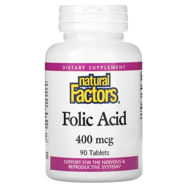 Фолієва кислота Natural Factors Folic Acid 400 mcg, 90 таблеток