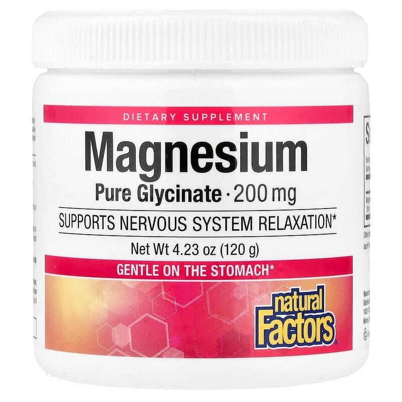 Магний бисглицинат Natural Factors Magnesium Bisglycinate 200 mg, 120 грамм