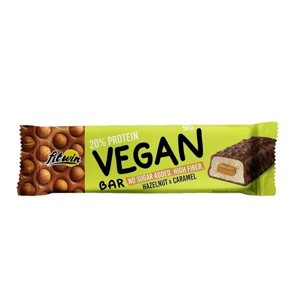 Веганский батончик FitWin Vegan Bar, 50 грамм - Карамель-фундук