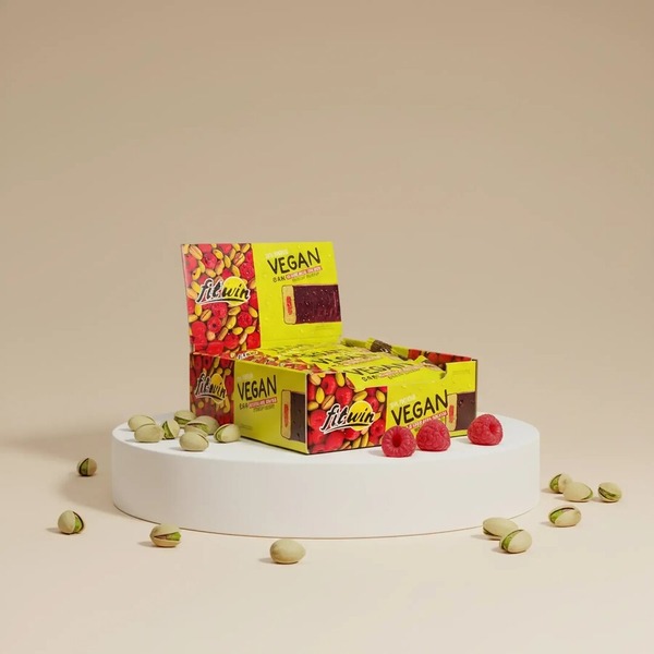 Блок веганских батончиков FitWin Vegan Bar, 12*60 грамм - Фисташка-малина