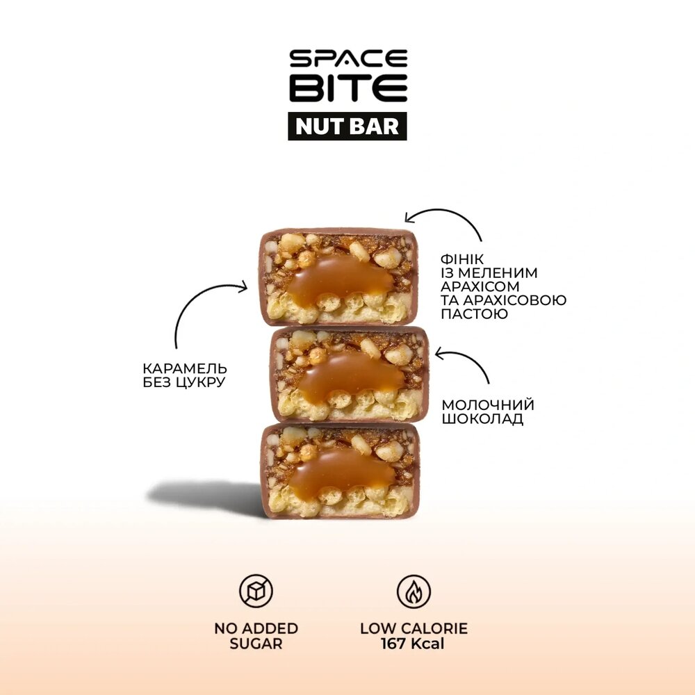 Батончик Spacefood Space Bite Nut Bar, 40 грам - Солона карамель і арахіс. Фото 2