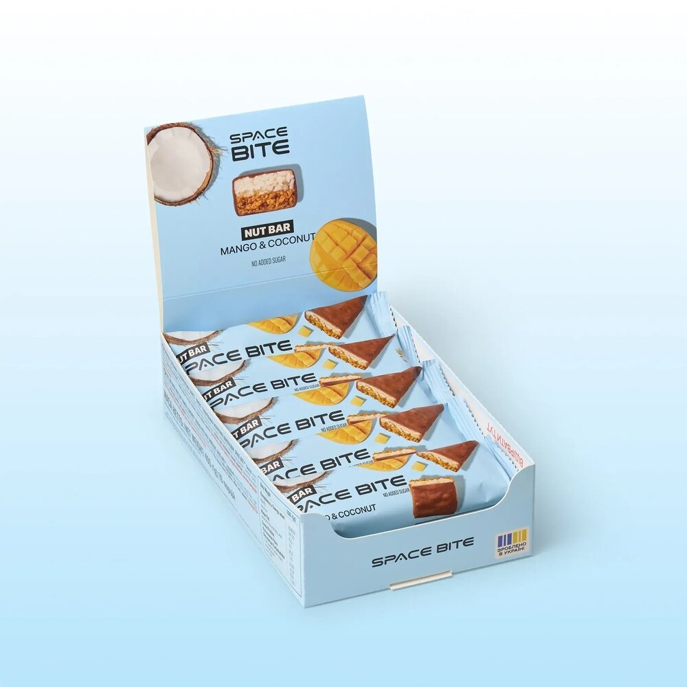 Блок батончиков Spacefood Space Bite Nut Bar, 10*40 грамм - Кокос-манго