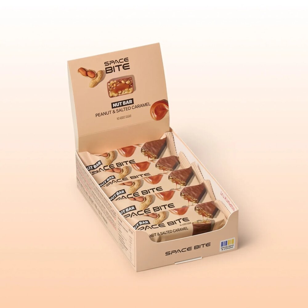 Блок батончиков Spacefood Space Bite Nut Bar, 10*40 грамм - Соленая карамель и арахис