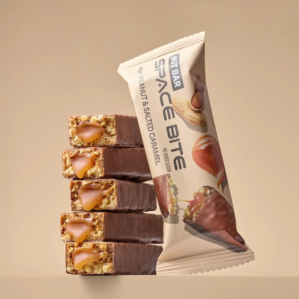Блок батончиков Spacefood Space Bite Nut Bar, 10*40 грамм - Соленая карамель и арахис. Фото 4