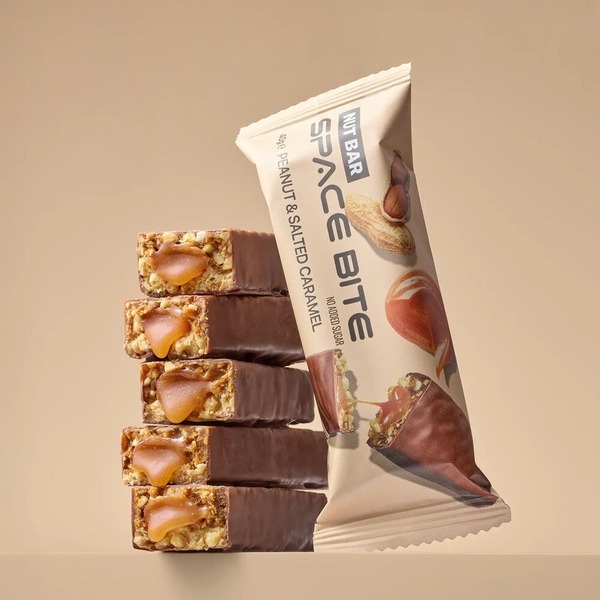 Блок батончиков Spacefood Space Bite Nut Bar, 10*40 грамм - Соленая карамель и арахис. Фото 4