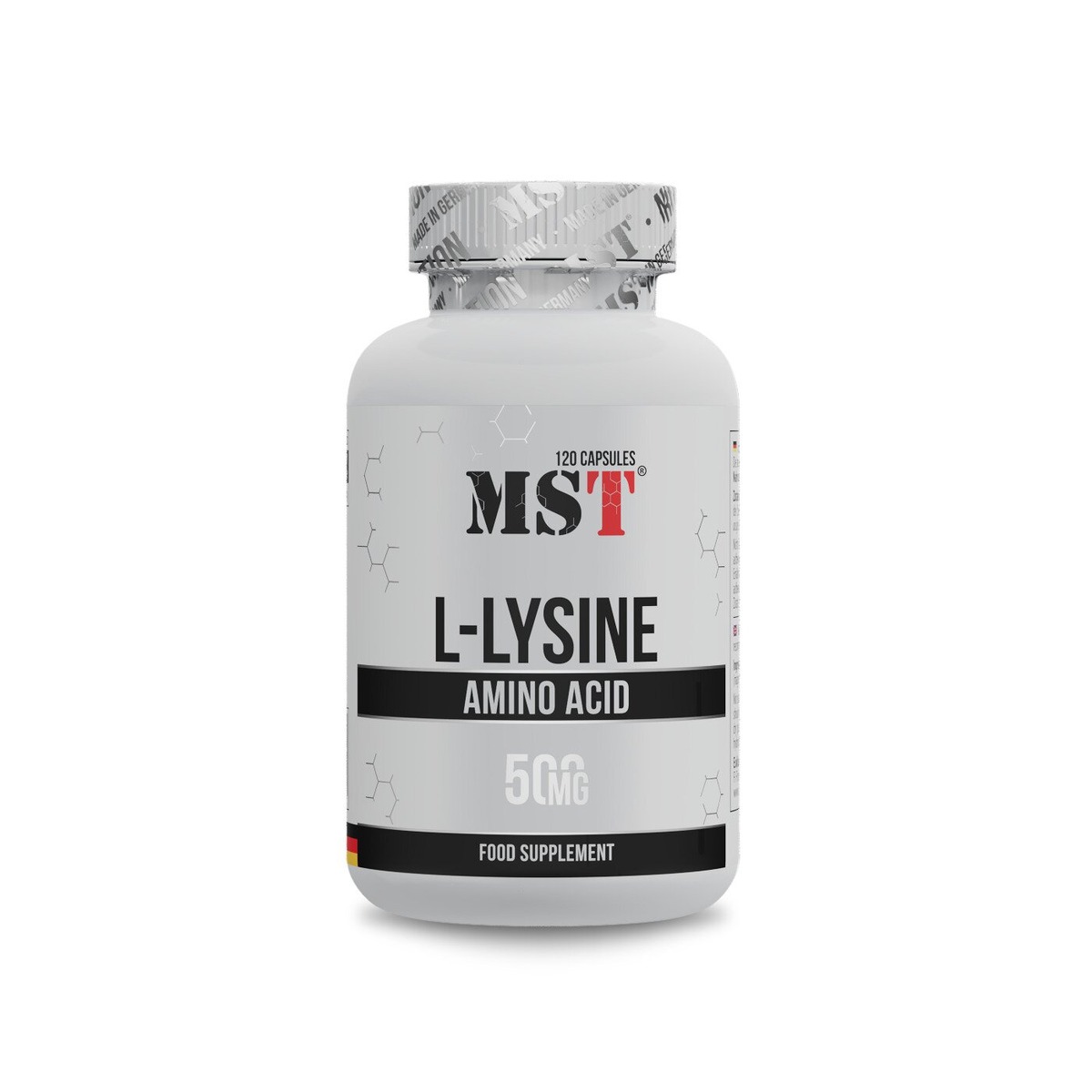 Лизин MST Nutrition L-Lysine, 120 капсул для поддержки иммунной системы