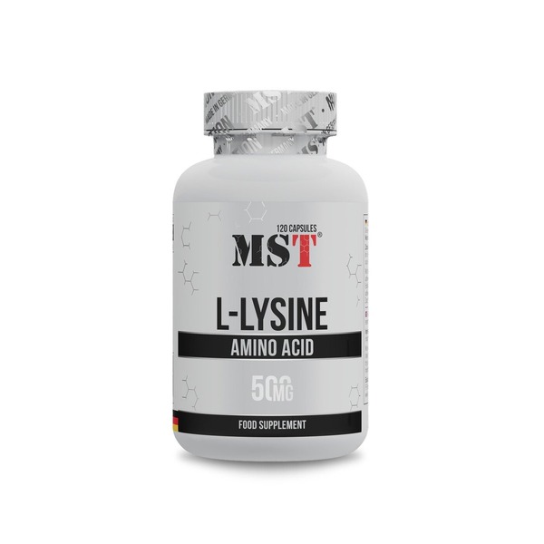 Лизин MST Nutrition L-Lysine, 120 капсул для поддержки иммунной системы